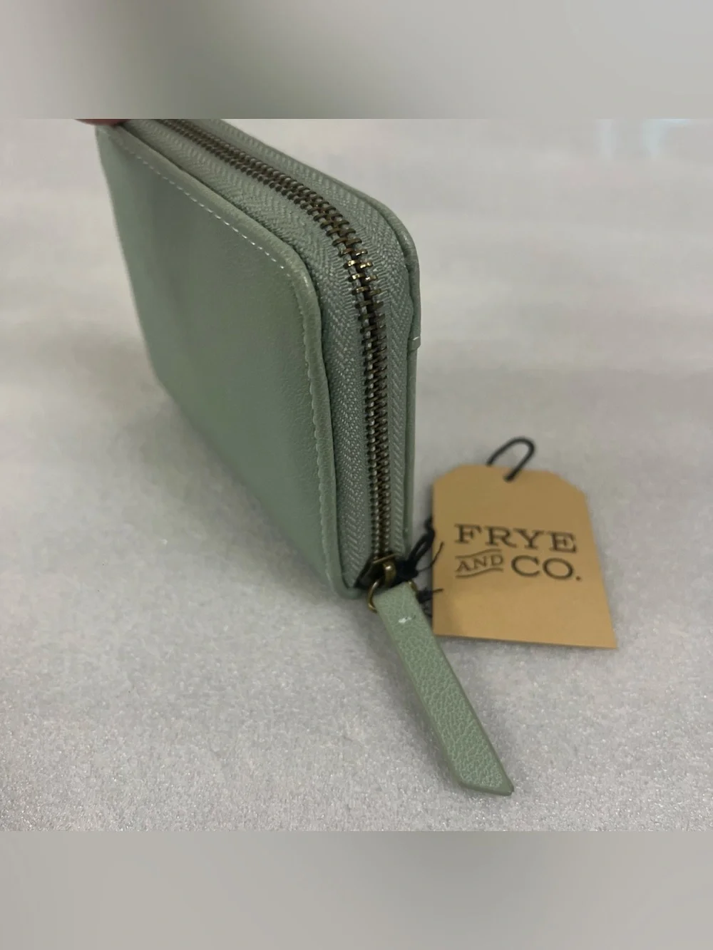 Frye and CO  Zip Card Case Mini Pocket Wallet Sage Green